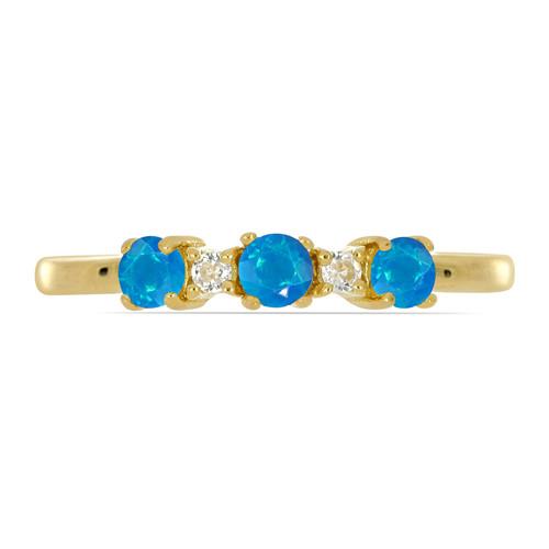 BUY 925 SILVER NATURAL APATITE GEMSTONE GOLD PLATED RING 